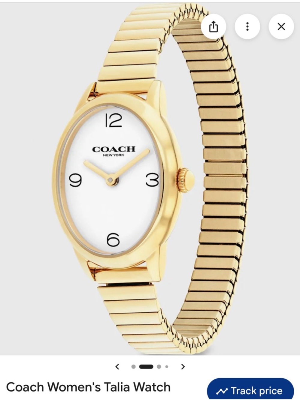 Coach Gold Tone Women's Stretch Bracelet Watch with White Dial